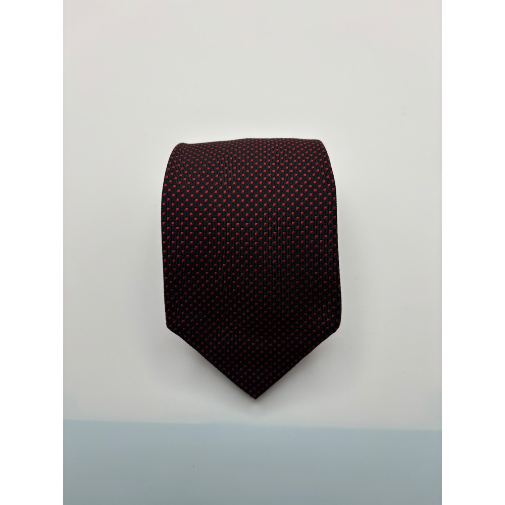 Turnbull & Asser Jermyn St Silk Tie Navy Blue Red Micro Dot Polka Dot England